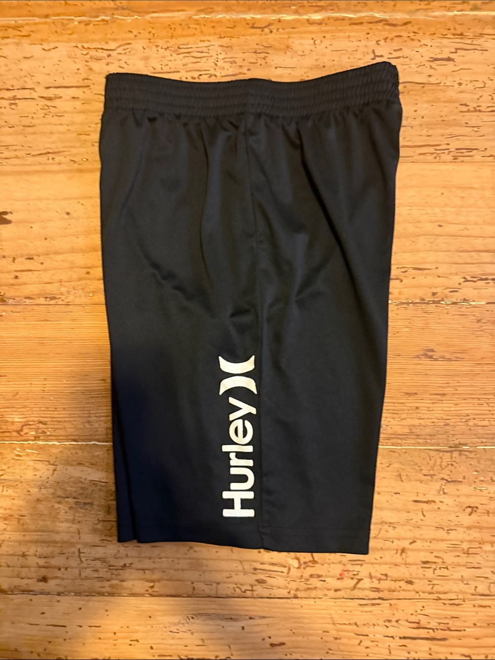 Boys M Hurley Black Athletic Shorts with White Logo